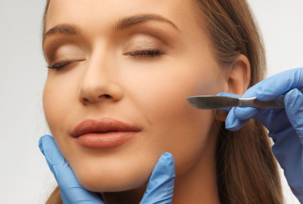 Woman having dermaplaning procedure