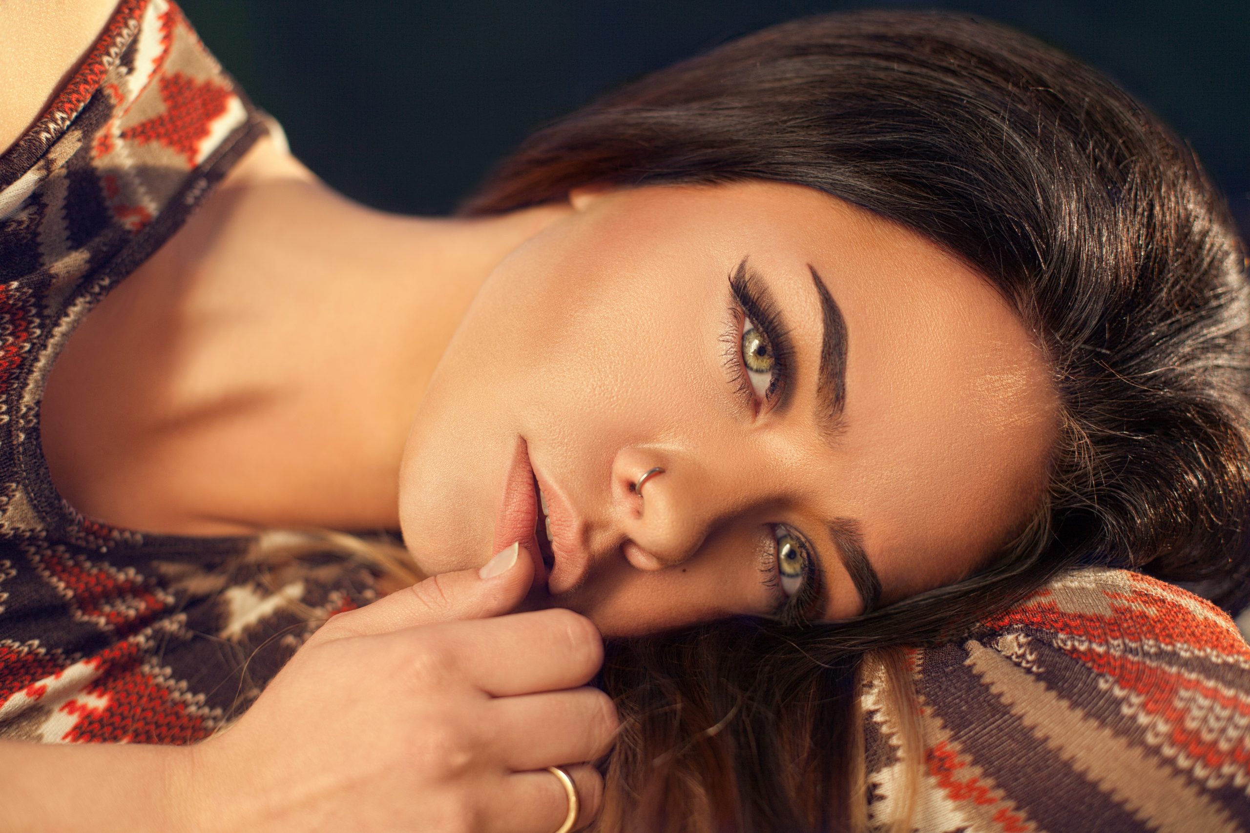 Woman with brow lamination